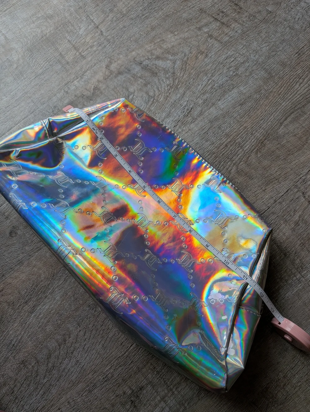Juicy Couture Holographic Rainbow Cosmetic Makeup Travel Bag NWOT